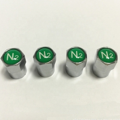 Vervanging/reparatie Doel Groen N2 stikstof logo zegel Chrome-geplatte bandklep stamkappen voor universele auto montage