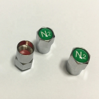 Vervanging/reparatie Doel Groen N2 stikstof logo zegel Chrome-geplatte bandklep stamkappen voor universele auto montage