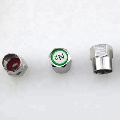 Vervanging/reparatie Doel Groen N2 stikstof logo zegel Chrome-geplatte bandklep stamkappen voor universele auto montage