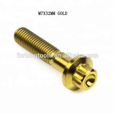 6AL-4V GR5 DIN-standaard M7*32 12 punt flenshok Titanium Split Rim Bolt voor BBS en duurzaam ontwerp