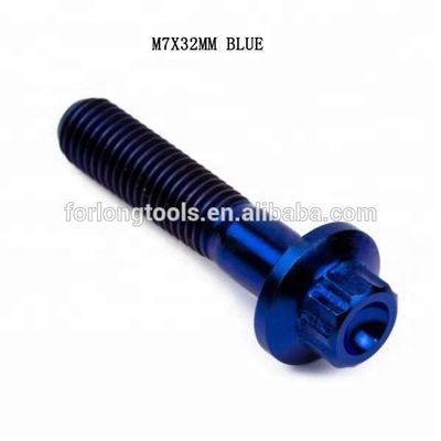 6AL-4V GR5 DIN-standaard M7*32 12 punt flenshok Titanium Split Rim Bolt voor BBS en duurzaam ontwerp