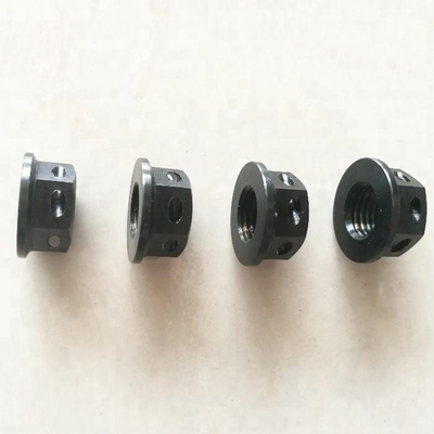 Corrosiebestendige PVD-afwerking M10 X 1.25 Zwarte titanium-hexflensnootjes geboord voor slotdraad DIN-standaard