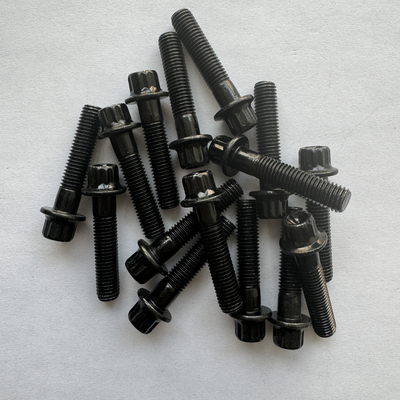 DIN Standard Zilveren Afwerking M7x 32MM LENGTE Staal 12 PT Flankenhoofdbouten in zwart voor toepassingen in de automobielindustrie