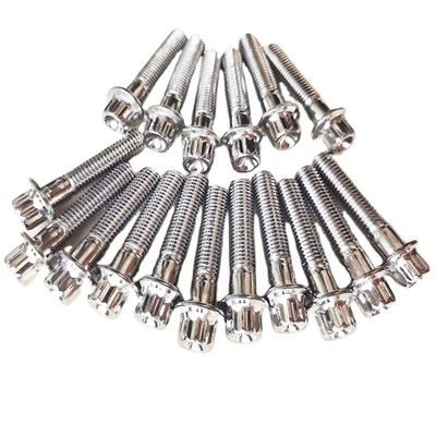 Grade GR5 Normale afwerking Titaniumbout M8 x1.25x 32MM 12-punts flensbout voor Sprint Car in Natural