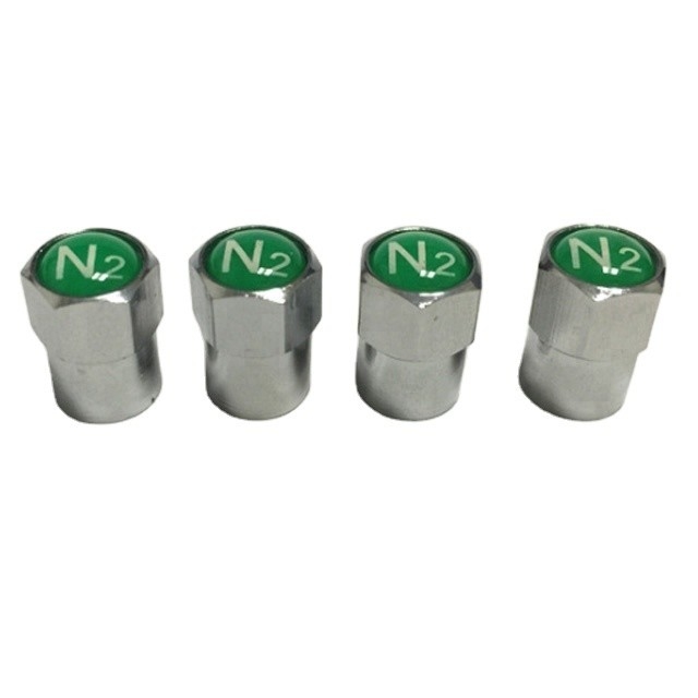 Vervanging/reparatie Doel Groen N2 stikstof logo zegel Chrome-geplatte bandklep stamkappen voor universele auto montage