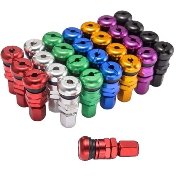 Universele montage ALUMINIUM Auto Tubeless Wheel Tire Valve Stem met stof caps en caps van RAYS