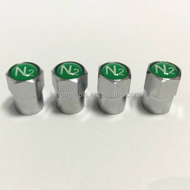 Universal Car Black N2 Nitrogen Logo Seal Chroom-geplatte koperen bandklepkappen voor optimale brandstofefficiëntie en veiligheid