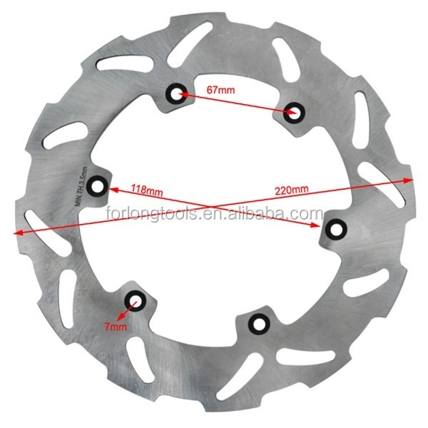 220 mm OD roestvrij staal 3,5 mm dikte titanium remrotor voor Suzuki RM 125 250 RMX S 250 DRZ E 400 Motorfietsonderdelen
