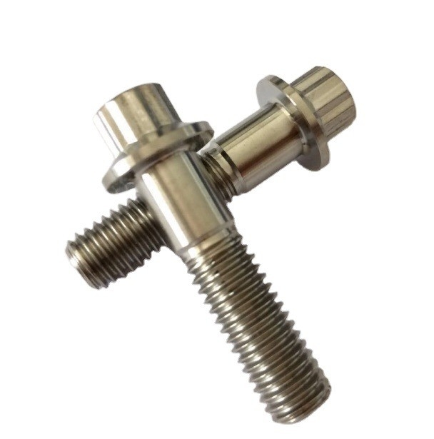 Natuurlijke afwerking GR5-kwaliteit Titaniumbout M8 x1.25x 32MM 12-punts flensbout voor chemische installaties