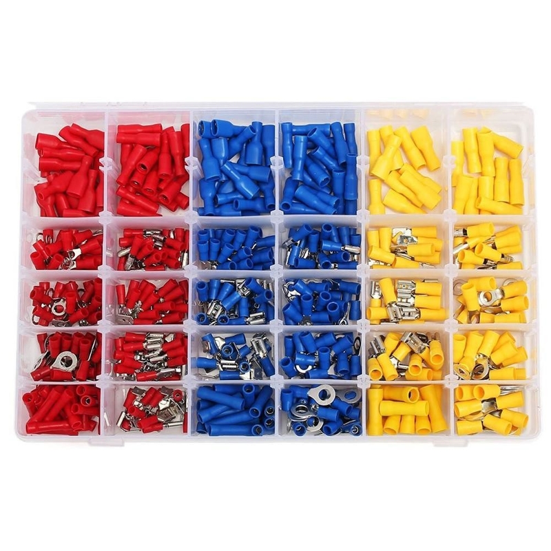 480pcs geïsoleerde terminals elektrische krimp connector kont spade ring vork terminal set kit met geval voor jaar universeel