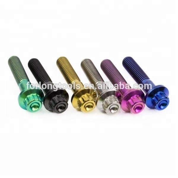 6AL-4V GR5 DIN-standaard M7*32 12 punt flenshok Titanium Split Rim Bolt voor BBS en duurzaam ontwerp