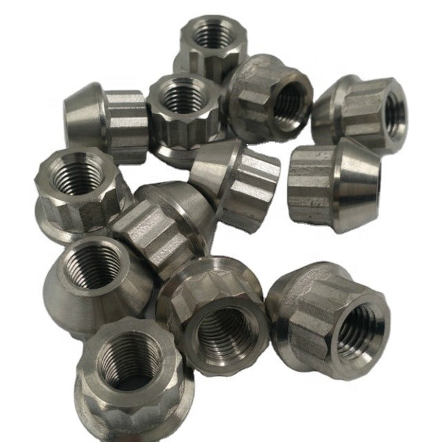 DIN Standard Plain Finish Titanium Flange Nuts voor 1/2-20 draadloos wielbevestigingscomponent