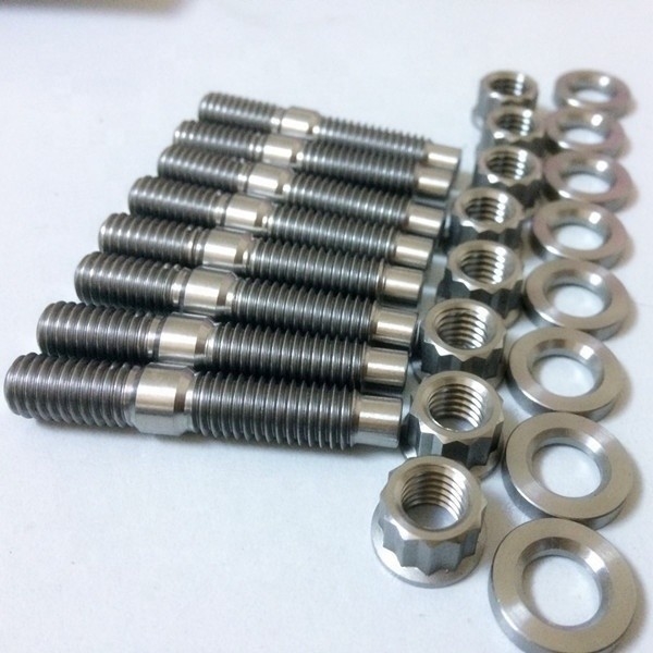Universal Fitment Ti Natural Material M8 x 1.25 Titanium Exhaust Manifold Stud Kit met moeren en wasmachines