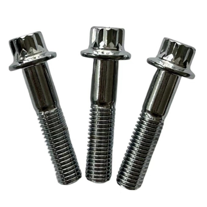 Grade GR5 Normale afwerking Titaniumbout M8 x1.25x 32MM 12-punts flensbout voor Sprint Car in Natural