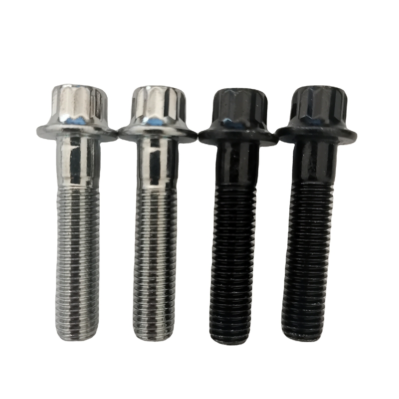 Slivery Finish DIN Standard M7 x 32 12 PT Bolt en M7 Nylon Lock Nut voor BBS Wielen in staal Finish ZINK
